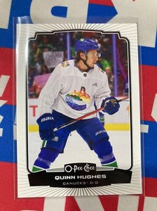 Quinn Hughes 2022-23 UD O Pee-Chee Pre Game Warm Up Variation #76 SP