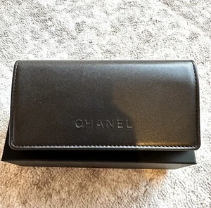 CHANEL Sun Eye Glass Case Black Leather Quilted Dust Bag Pouch Card Box - Picture 1 of 6