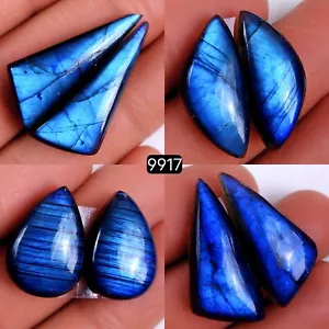 Lote de 4 pares de piedras preciosas cabujón labradorita natural 102 quilates 30x12 20x14 mm #R-9917 - Imagen 1 de 3