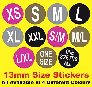 13mm Clothes Size Stickers For Retailers Sticky Labels Small Medium X Large - Picture 1 of 45
