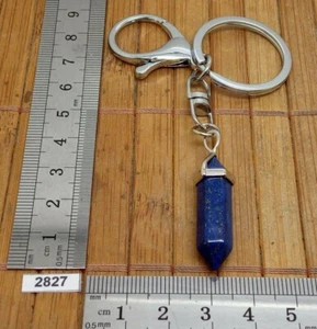 Très beau porte-clés pointe en LAPIS LAZULI naturel - mousqueton et rond reiki - Imagen 1 de 4