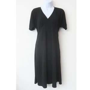 New York & Company Y2K Dress Small Black Non Wrinkle Tie Back V Neck Empire Wais - Picture 1 of 10
