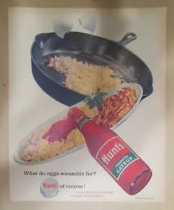 Hunt's Catsup Ad: What Do Eggs Scramble For ? from 1952 Size: 11 x 14 inches - Picture 1 of 1