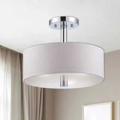 13 in. Cordova 3-Light Chrome Incandescent Ceiling Light Semi Flush Mount Light - Image 1 of 2
