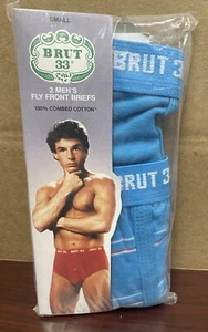 Vintage Brut 33 Size Small Fly Front Slips Neu aus altem Lagerbestand 2 Paar Pack blau blaue Streifen - Bild 1 von 7