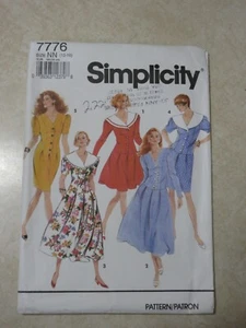 SIMPLICITY #7776 VINTAGE 1992 MISSES' DRESS PATTERN - SIZES 10-16 - UNCUT - Imagen 1 de 4