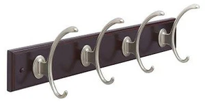 Amerock H55643-MS 18 in. Estante de gancho contemporáneo de caoba con ganchos plateados - Imagen 1 de 1