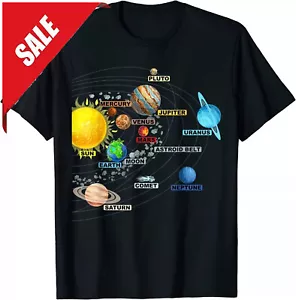 Solar System Planets - Astronomy Space Science T-Shirt - Picture 1 of 6