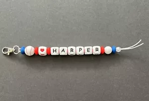BRYCE HARPER PHILLIES BACKPACK DIAPER BAG BEADED SILICONE BEAD KEYCHAIN NEW - Picture 1 of 1