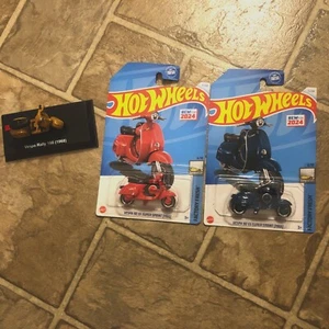 New-Ray Vespa Rally 180 (1968) Scooter & 2 Hot Wheels 90 SS Super Sprint (1966) - Picture 1 of 3