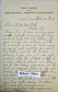 1908 PAMPA TEXAS OSCAR PRIMOS MERCANCÍA GENERAL MONTEITH TIERRA RESUMEN - Imagen 1 de 2