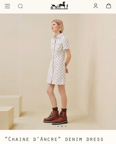 HERMÈS HERMES 2025 S S ABITO DENIM BIANCO 'CHAINE D'ANCRE' TAGLIA 34 VENDITA AL DETTAGLIO $3.250