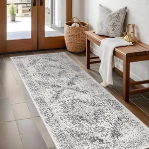 Hallway 2X5 Runner Rug - Vintage Non-Slip Long Rugs for Entryway Low-Pile Washab - Picture 1 of 13