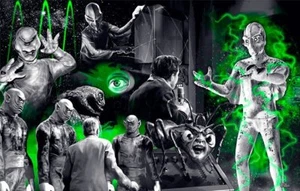Outer Limits 60s Sci‑Fi Creature Collage Art Print – by artist Scott Jackson - Picture 1 of 2