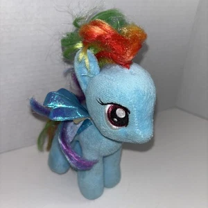 My Little Pony Plush Horse Blue TY Dash 7" Fairy Wings Stuffed Rainbow Mane Hair - Picture 1 of 5