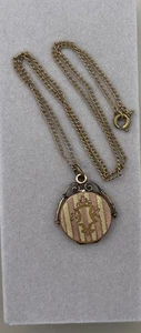 Antique Victorian W & H Striped Rose & Yellow Gold Filled Locket 14” chain [B2.7 - Picture 1 of 5