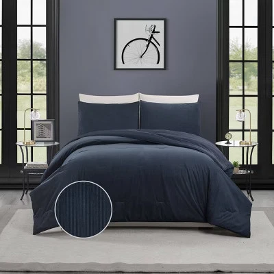 Teen Full/Queen Corduroy Comforter Set Blue - Makers Collective