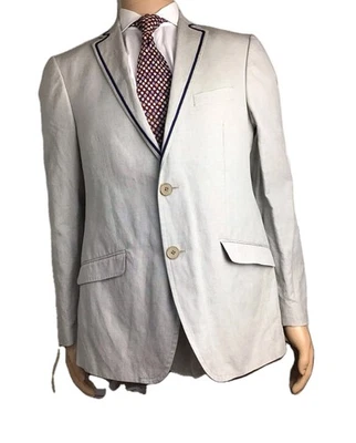 Etro Sport Coat Men US 40R/EU 50 Metallic/Cotton Gray Blue Trim Blazer Italy - Image 1 of 4