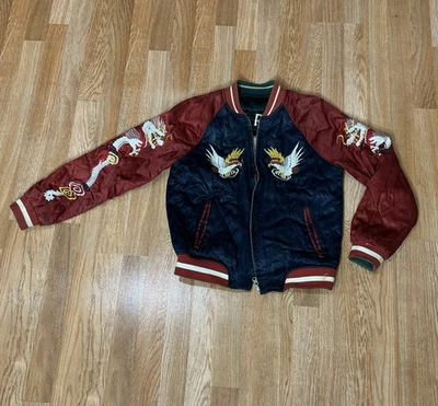 Sukajan Japan Korea Vintage Reversible Tiger Eagle Bomber 88-89 Jacket SZ Small  - Image 1 of 4
