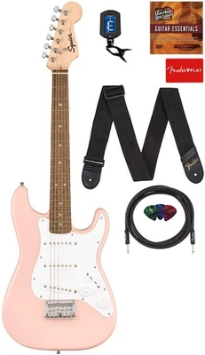 Fender Squier 3/4-Size Kids Mini Strat - Shell Pink w/ Cable - Image 1 of 4