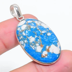 Colgante de joyería de plata de ley 925 hecho a mano con piedras preciosas de jaspe de mosaico 1,85" A474 - Imagen 1 de 2