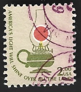 Scott # 1611 2 $ Petroleumlampe mit 2 rotvioletten CDS Abbrüchen - (A-1) - Bild 1 von 2