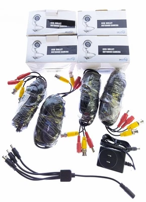 Set of 4x Zmodo 1/4” Color CCD Bullet Outdoor NightVision Security Cameras White - Image 1 of 3