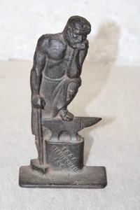BIRMINGHAM ALA 1936 ANTIQUE CAST IRON STATUE HEARTH DOORSTOP BLACKSMITH ANVIL - Picture 1 of 7