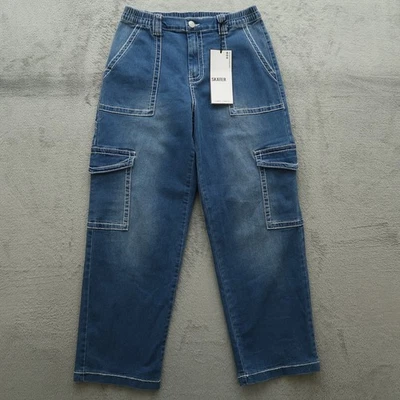 Почти знаменитые джинсы женщин размер L синий высоты Skater грузовой 28,5» внутренний шов новый с Ярлыками - Изображение 1 из 4