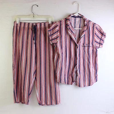 Conjunto de camisa y pantalón pijama manga corta Tommy Hilfiger para mujer S/P rojo/blanco/azul Foto 1 de 4