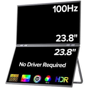 EVICIV 24" Tragbarer Dual-Monitor Bildschirm 1080P mit Automatisch Drehen Für PC - Bild 1 von 17