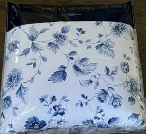 RALPH LAUREN Whitlow Porcelain Blue Floral KING Cotton Comforter - Picture 1 of 7