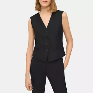 Theory Black Wool Blend Flannel Vest New Waistcoat. Size 6 - Picture 1 of 7