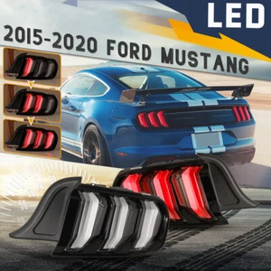 For 15-23 Ford Mustang Tail Lights LED Sequential Turn Signal Lamps Black Clear - Picture 1 of 19