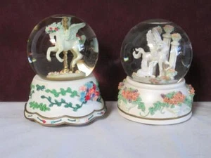 2 San Francisco Music Box Co. Pegasus Horse Musical Glittery Snow Globes - Picture 1 of 9