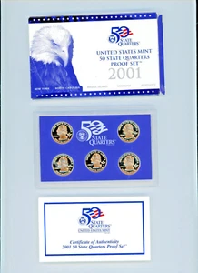 2001 US MINT 50 State Quarters Proof Set in OGP with COA - Picture 1 of 3