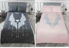 Sparkly Stars Glitter Angel Wings Grey Pink Duvet Cover Bedding Set All Sizes 
