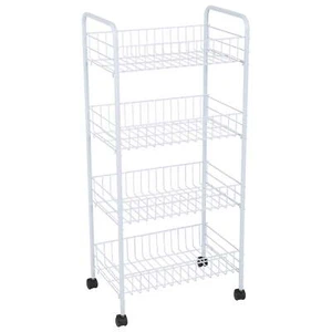 4 Tier Rolling Storage Cart in White, 21.4" x 9.4" x 32.68" - Picture 1 of 8