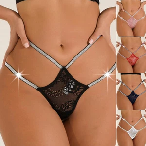 Frauen Sexy Spitze Höschen G-String Strass Tanga Unterwäsche Höschen æ - Bild 1 von 18