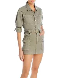 DL1961 Coletta Linen-Blend Mini Shirtdress Women's XS Lt Coastal Plain - Picture 1 of 19