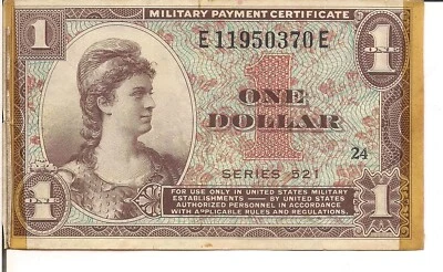 US, 1 DOLLAR ,MILITARY PAYMENT CERTIFICATE, SERIES 521,P#M33, ND(1954) - Image 1 of 2