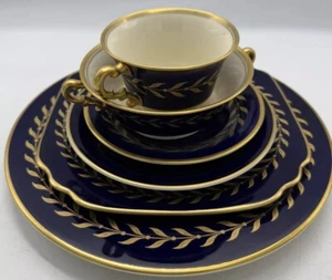 Syracuse Old Ivory Richelieu Place Setting Plate Cobalt Blue Gold Leaves 6 PCS - Picture 1 of 21