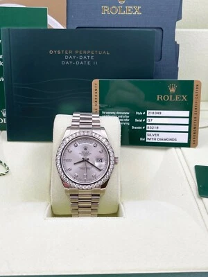 Rolex Day Date II President 218349 41 mm esfera diamante bisel oro blanco de 18 quilates Foto 1 de 4