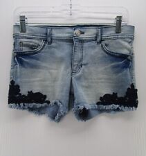 Jordache Shorts Girls Youth 14 Blue Cut Off Crochet Mid Rise Denim Frayed *