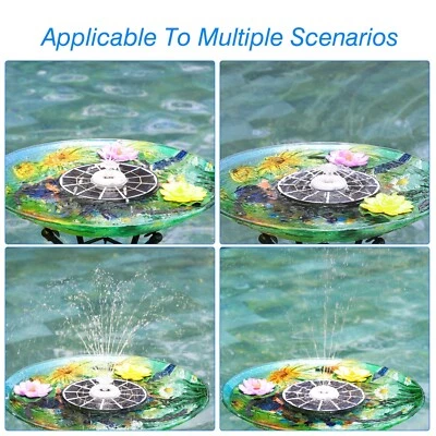 4W Solar Fountain Glass  Pump Chargeable with 8 LED Lights for Garden, Bird Bath - Image 1 of 4