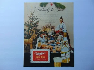 1951 MILLER HIGH LIFE BEER Scandinavian Food Christmas vintage art print ad - Picture 1 of 1