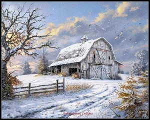 Granero de invierno - Patrones de punto de cruz contados - Símbolos de color y algodón - Imagen 1 de 2