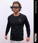Pistol Boutique Mens Black Plain Chest Logo Badge Casual Sweatshirt Jumper Sale