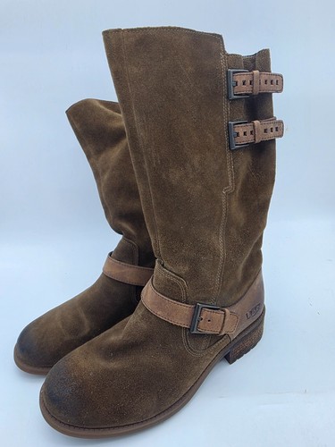 Stivali da motociclista UGG Australia Everglayde in pelle scamosciata marrone 1007770 da donna taglia 10