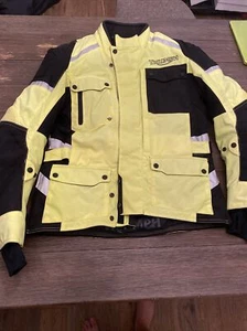 MEN’S TRIUMPH HI VIS YELLOW BLACK MOTORCYCLE JACKET S Small EXPEDITION - Picture 1 of 6